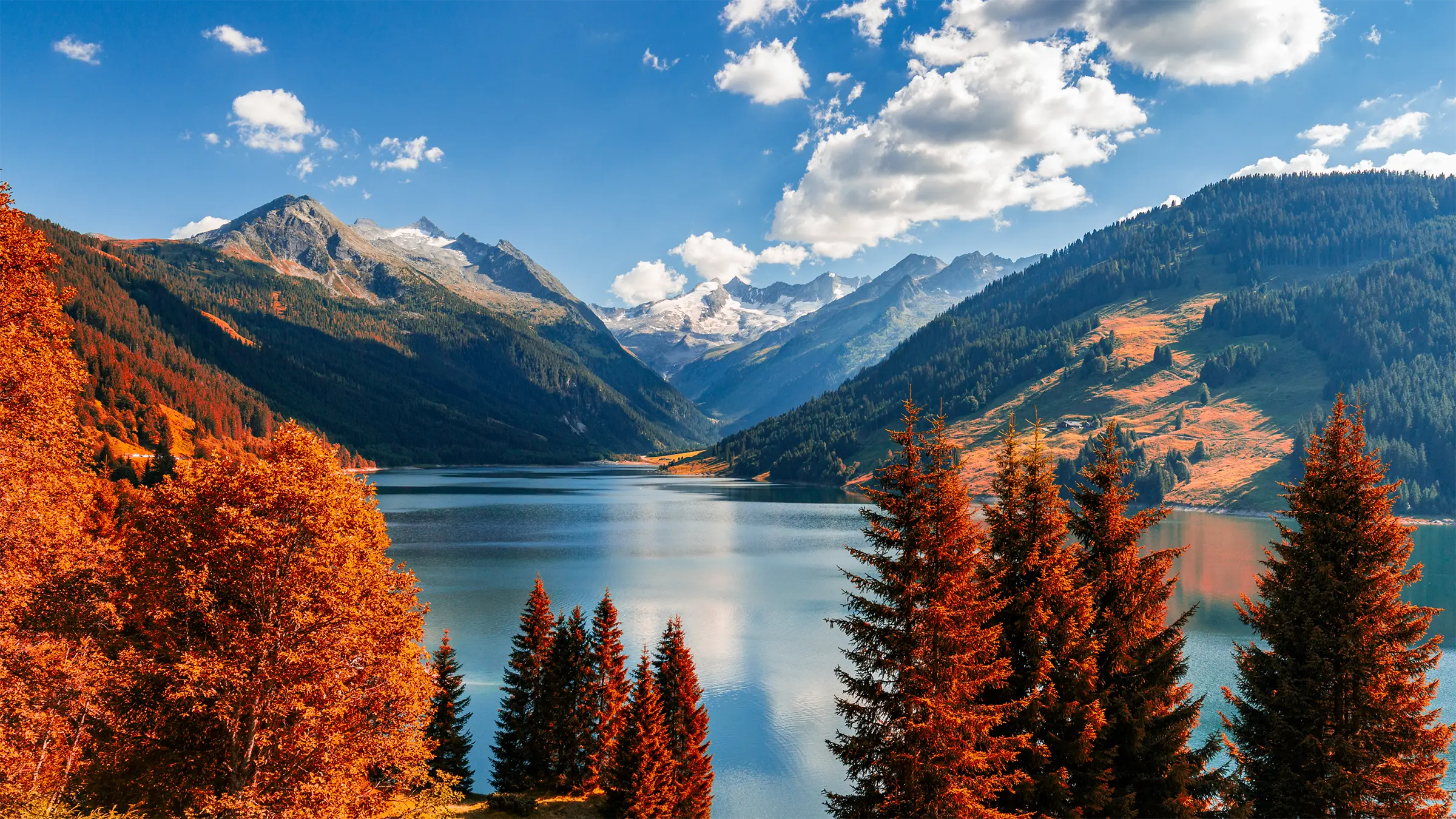 mountain views over a lake