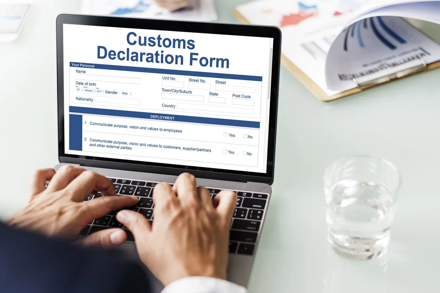 Online customs declaration form