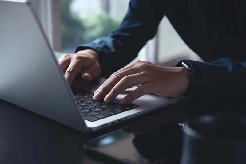 Man working on laptop