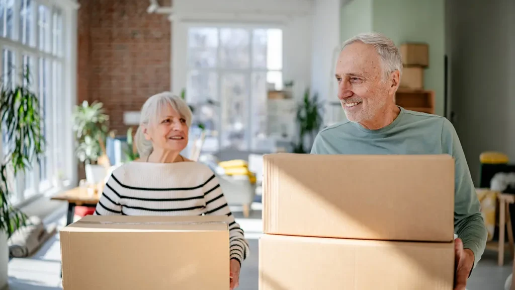 Elderly couple moving